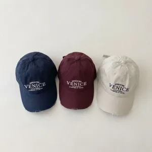 Kids Retro Letter Embroidered Baseball Cap Washed Cotton Curved Brim Sunshade Hat For Boys And Girls Spring Autumn