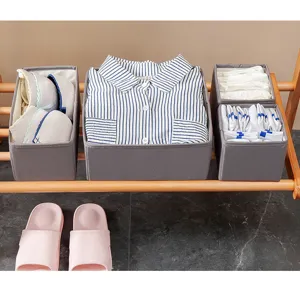 Caja de almacenamiento de tela para ropa interior calcetines organizador cajón gris pequeña