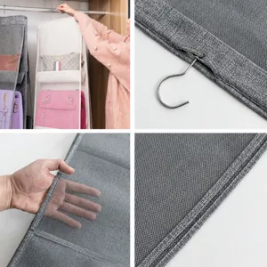 Organizzatore sospeso per borse da armadio con finestre trasparenti e gancio resistente.