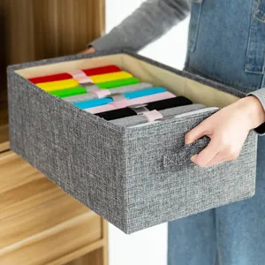 Foldable Fabric Storage Box With Lid Clothes Storage Container Drawer Type Wardrobe Organizer