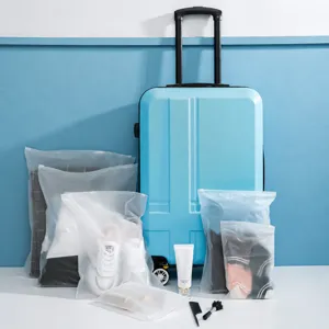 Frosted transparent travel storage bags set for luggage clothes organization waterproof bags.