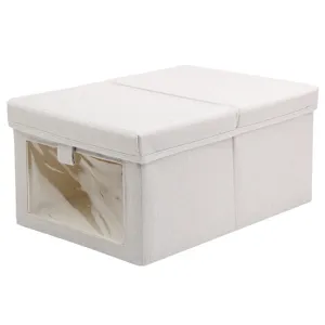 Foldable fabric shoe storage box dustproof organizer with clear window for home bedroom.