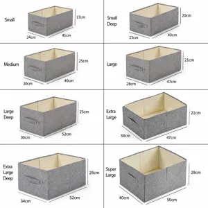 Foldable fabric storage box for clothes, multi-size organizers with handles for home wardrobe.