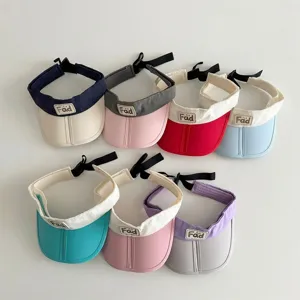 Kids Summer Sun Visor Quick Drying Empty Top Hat Color Block Adjustable Outdoor Sun Protection Beach Cap For Children