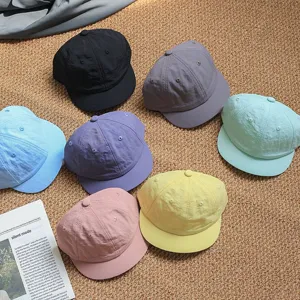 Korean simple solid color quick dry short brim baseball cap multi color outdoor sun hat.