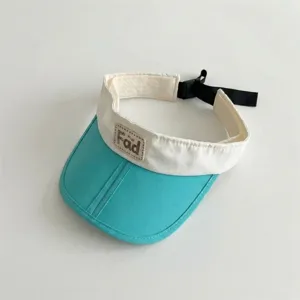 Kids summer empty top sun visor hat, fashion color block sun protection beach cap.