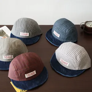 Children plaid baseball cap autumn casual duckbill hat cute baby sun protection hat
