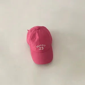 Children summer quick dry pink baseball cap detail, lightweight breathable kids outdoor hat.