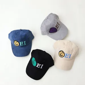 Childrens corduroy baseball cap autumn winter casual letter embroidered duck tongue hat