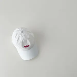 Kids white baseball cap quick dry sun protection cute embroidered letter hat for spring summer