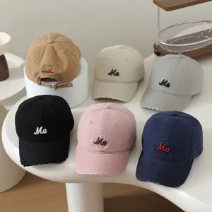 Kids baseball hat cute letter embroidery adjustable casual cotton sun cap for boys and girls