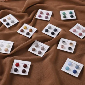 Colorful round hijab magnets set of four pieces multi-color magnetic scarf pins for women daily