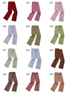 Children solid color ribbed knit trousers casual leggings multi color variant display