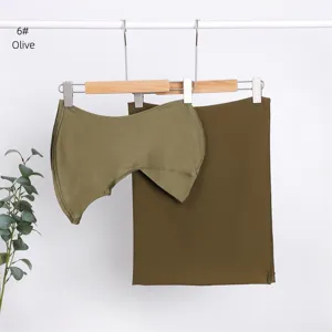 Modal breathable stretch inner cap and pearl chiffon scarf set, olive green daily wear.