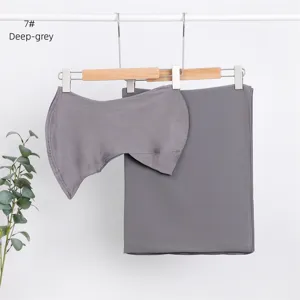 Modal solid color breathable elastic inner cap and chiffon scarf set in deep grey detail