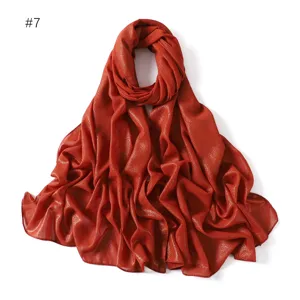 Shimmering glitter chiffon long scarf for women, elegant muslim hijab and head wrap shawl.