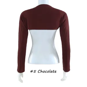 Bolero shrug en coton modal manches longues protection solaire, couleur marron chocolat.