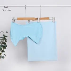 Sky-blue modal solid breathable elastic inner hijab cap and neck cover scarf set.