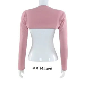 Vue arrière détail des manchons de protection solaire en coton modal couleur mauve #9.