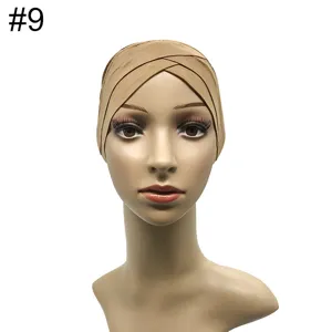Modaler Kreuz Stirnband Hijab Mütze, dehnbare Unterziehmütze für Damen Alltag und muslimischen Stil.