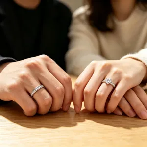 Minimalistisches edelstahl zirkon paarlinge ringe set, vier-kralle solitär band design.