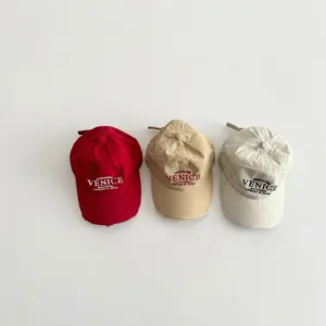 Kids retro letter embroidered baseball cap stylish casual sun visor hat for boys and girls