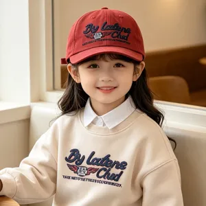 Cute children's baseball cap and sweatshirt set, trendy autumn kids wear with stylish embroidery design.