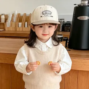 Children striped baseball cap flat brim trendy hip hop hat for autumn daily wear style