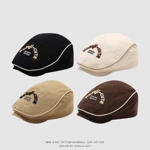 Kids cotton beret duckbill cap multi-color set, stylish ivy cap detail for autumn and spring.