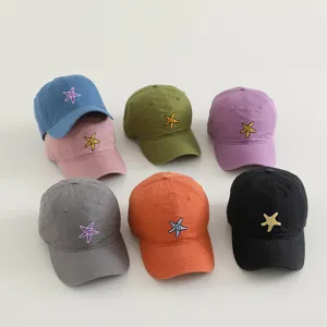 Colorful kids baseball cap with cute starfish embroidery, perfect for spring and casual daily wear.