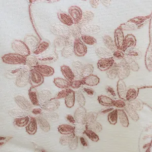 Detailed view of exquisite floral embroidery on soft cashmere-feel fabric, elegant winter shawl close-up.