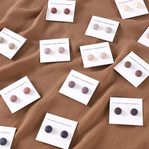 Matte round magnetic hijab pins set, strong magnetic scarf clips for women daily wear accessory.