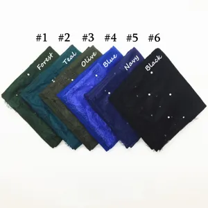 Effen Kleur Sjaal Met Kantafwerking En Kunstparels Lichte Polyester Sjaal Voor Dames Dagelijks Casual