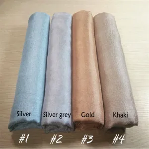 Solid color silk-like linen headscarf soft wrap shawl hijab large size cover.