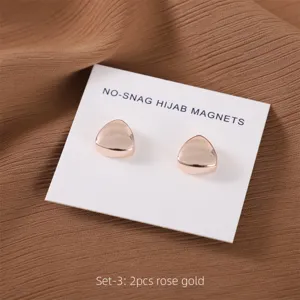 Set van driehoekige magnetische hijab spelden, rosé gouden metalen sjaal clips voor dames.