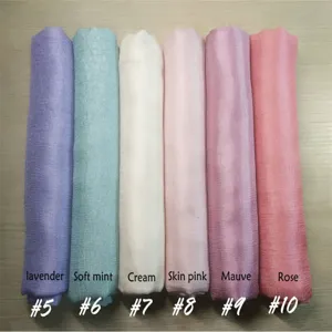 Solid color soft hijab scarf modal linen wrap shawl multi color variant display detail view