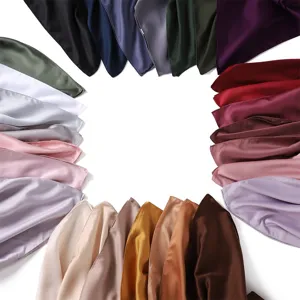 Solid color satin square scarf, soft breathable imitation silk head wrap for women.