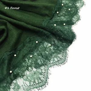 Donkergroene linnen kant parel sjaal sjaal elegante vrouwen mode accessoire winter warme wrap