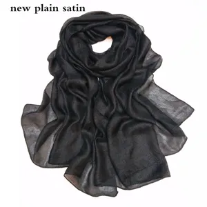 Women Solid Color Imitation Silk Linen Scarf Large Size Lightweight Soft Head Wrap Shawl Scarf For Daily Wear