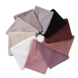 Women solid color elastic jersey hijab scarf soft breathable head cover wrap new style