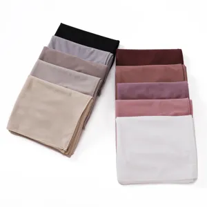 Detail view showing soft stretch solid color plain jersey hijab scarf multi-color options.