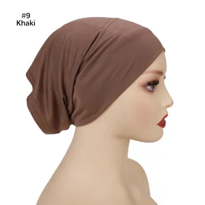 Solid color modal wide brim hijab cap soft breathable elastic inner cap for women daily wear