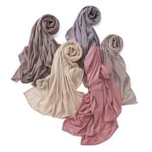 Women soft breathable solid color elastic jersey hijab headscarf daily wear fashion