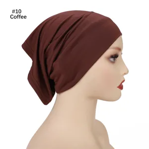Solid color modal wide brim base cap, soft breathable elastic tube headscarf detail view.