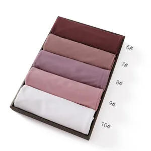 Soft stretch solid color jersey hijab Muslim headscarf for women, comfortable breathable daily wear.