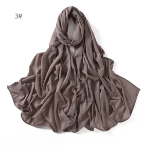 Soft elastic solid color jersey hijab scarf for women, breathable daily head cover detail.