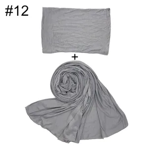 Graues modal Baumwolle weiches Damen Schal und Untertuch Set, glatte Textur Detailansicht.
