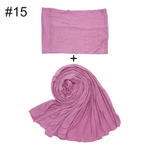 Einfarbiges Modal Baumwolle Damen Schal und Unterziehkappe Set, weiches Hijab Zubehör.