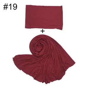 Einfarbig Damen Hijab Kappe und Schal Set weich bequem Alltag Mode Accessoire