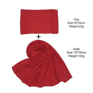 Einfarbiges Modal Jersey Hijab und Untertuch Kappe Set, weiche Damen Alltags Kombination.